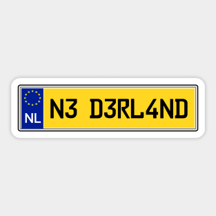 Netherlands car license plate Sticker